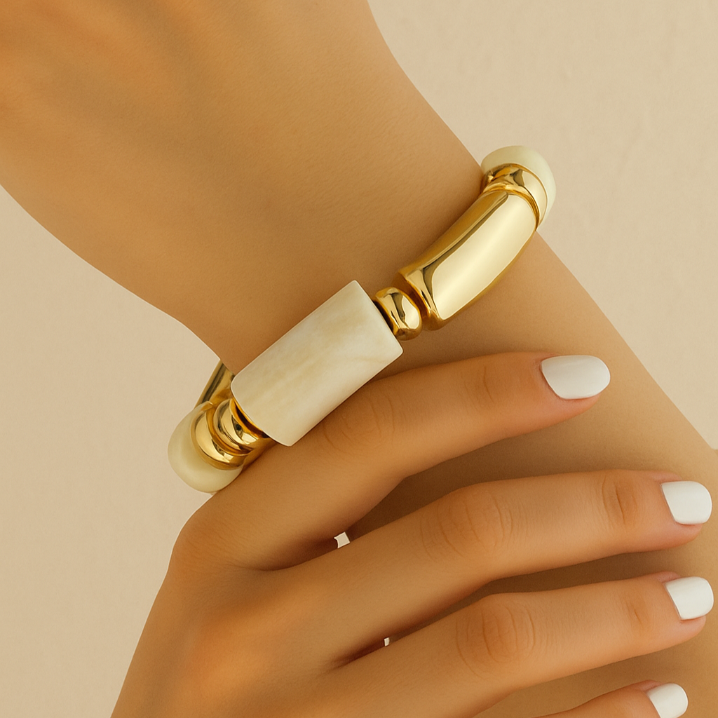 Beige Beaded Bangle