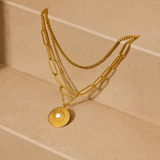 Multilayer Chain Round Pendant Necklace