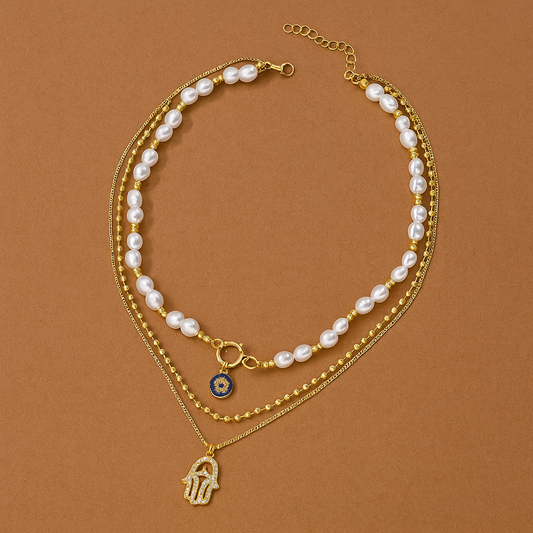 Evil Eye Charms Layered Necklace