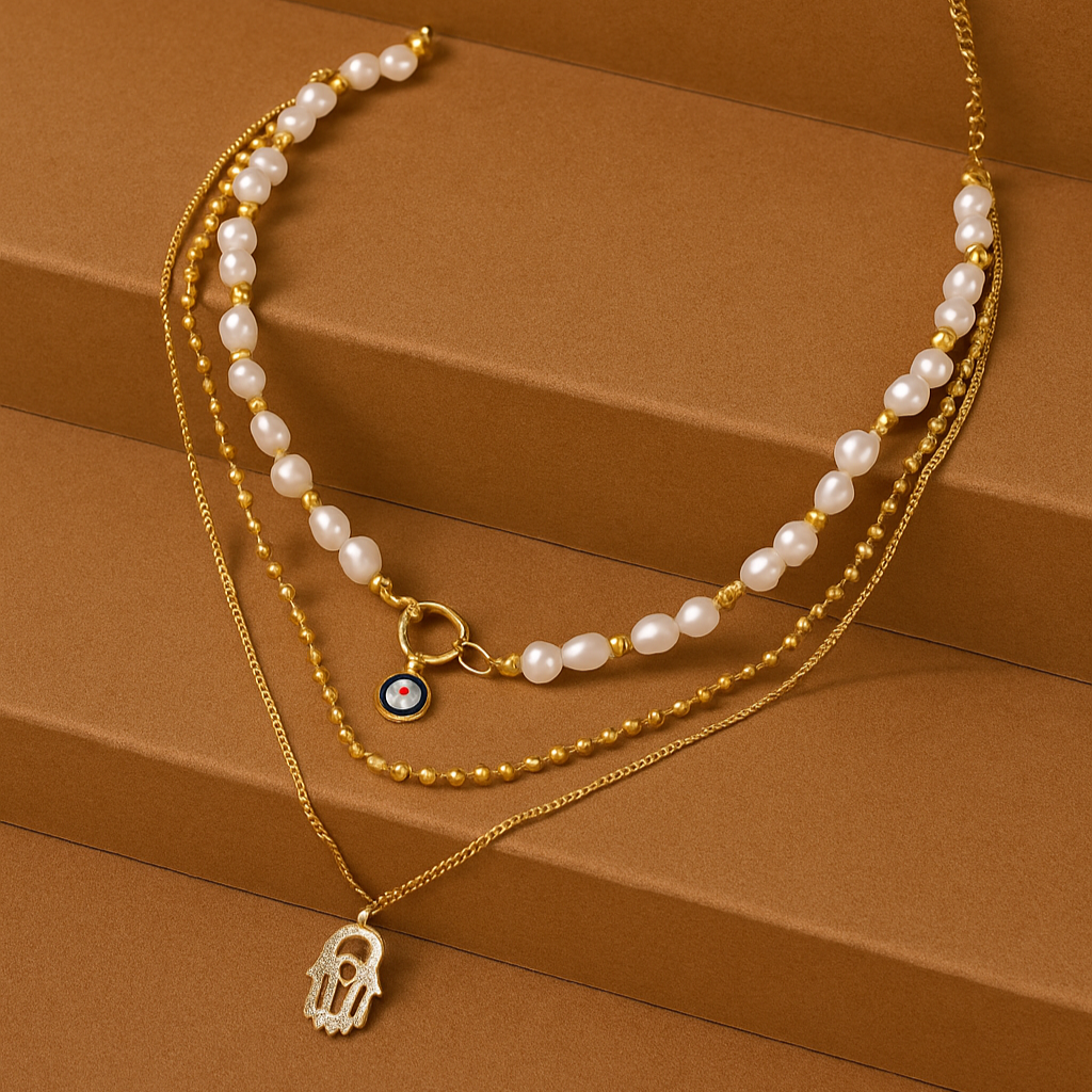 Evil Eye Charms Layered Necklace