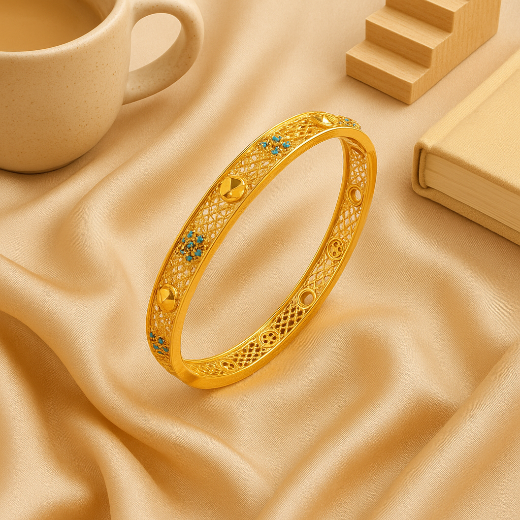 Rhinestone Openwork Bangle