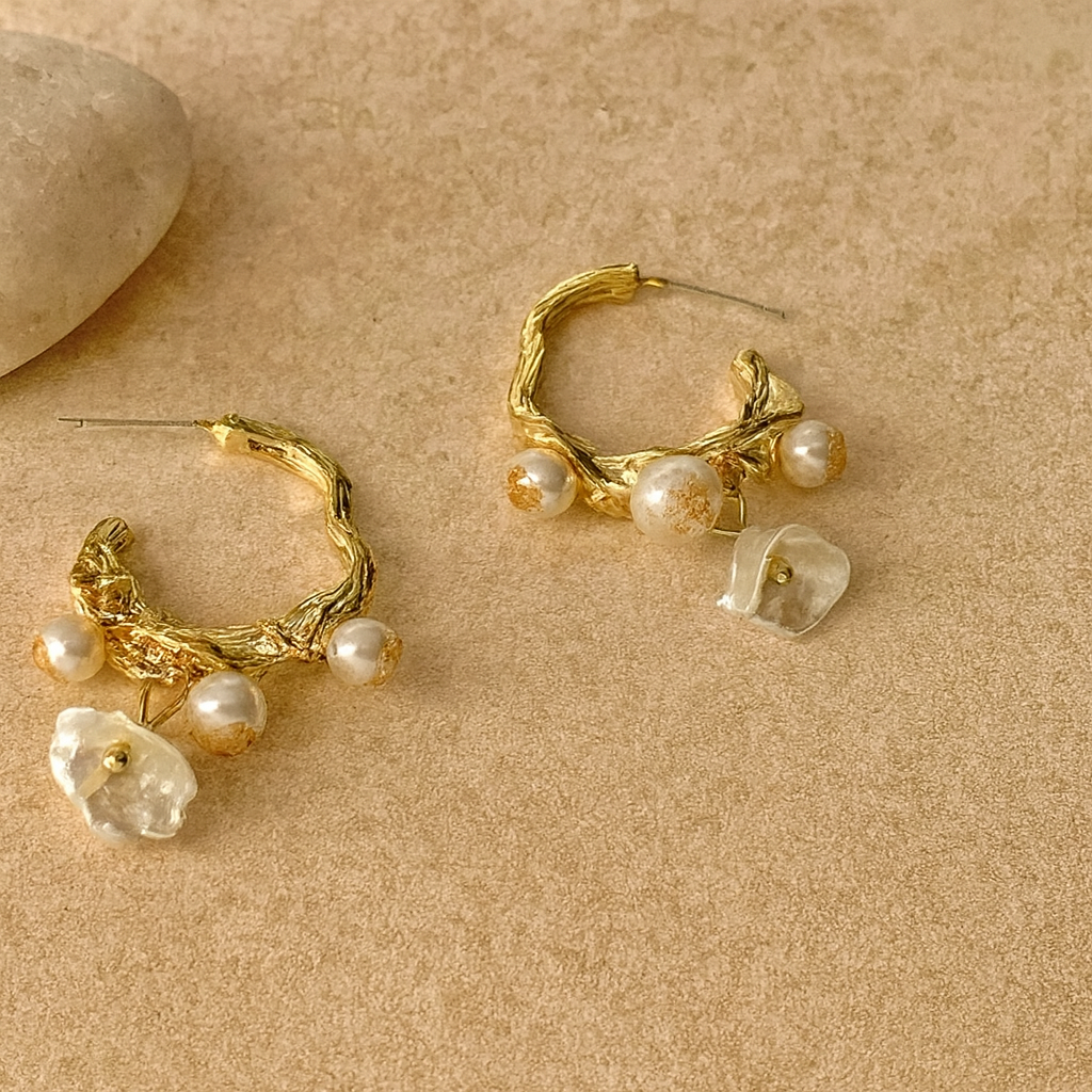 Rasha Pearl Hoops