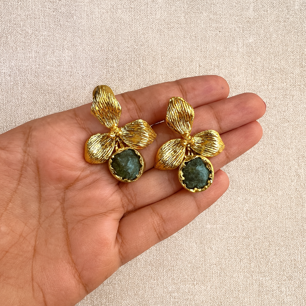 Crescent Gem Drop Earrings
