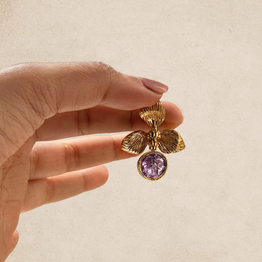Crescent Gem Drop Earrings