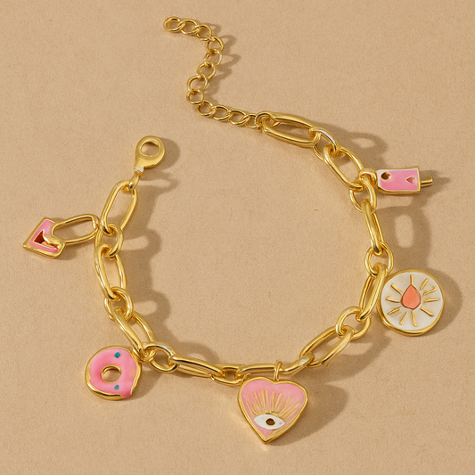 Evil Eye Heart Charms Bracelet