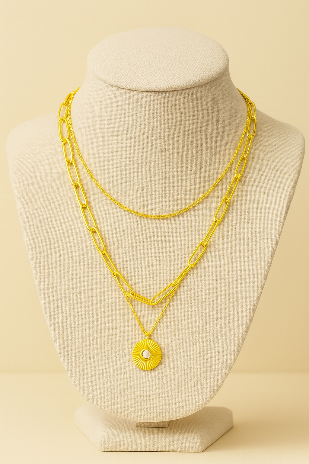 Multilayer Chain Round Pendant Necklace