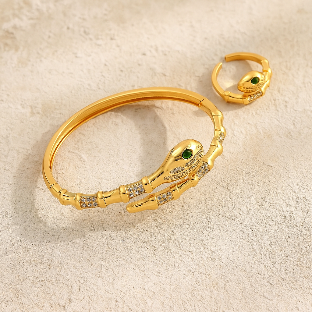 Vintage Snake Cuff Bangle and Ring