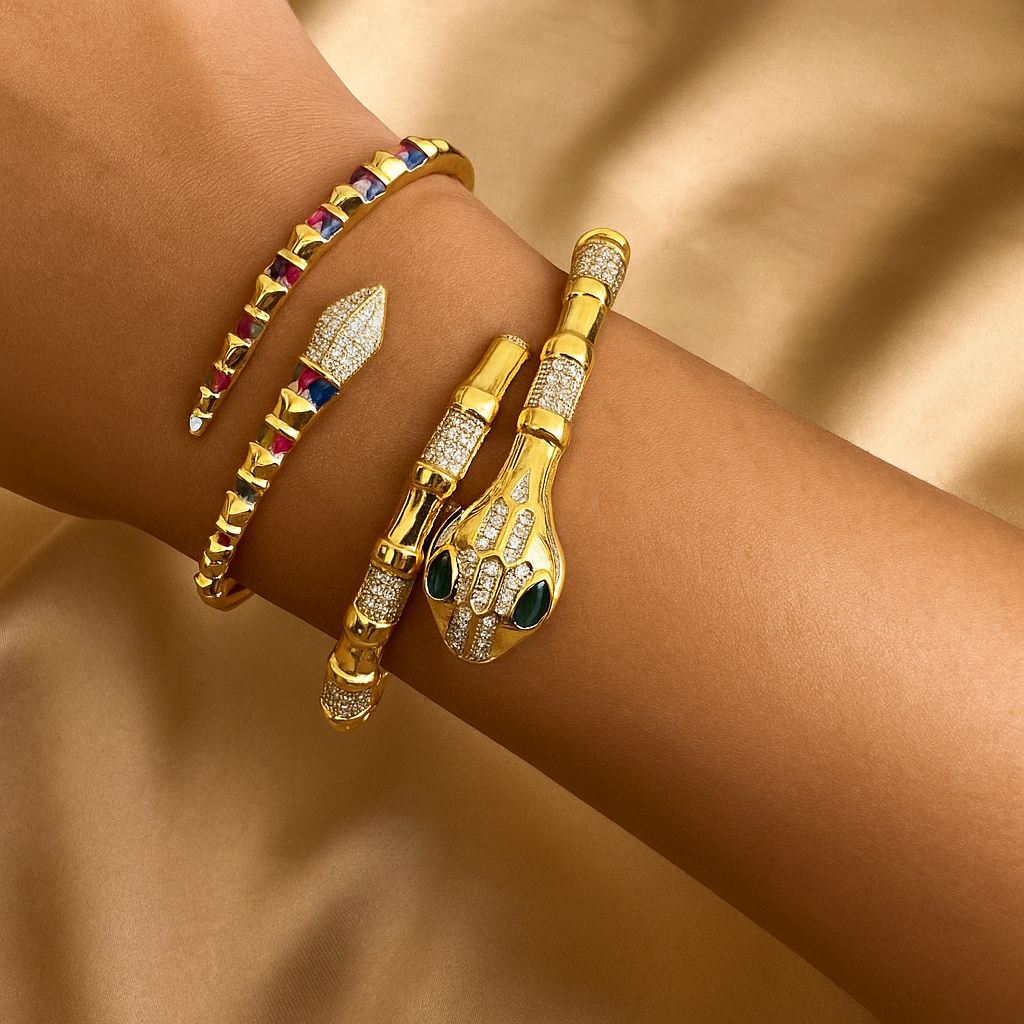 Vintage Snake Cuff Bangle and Ring