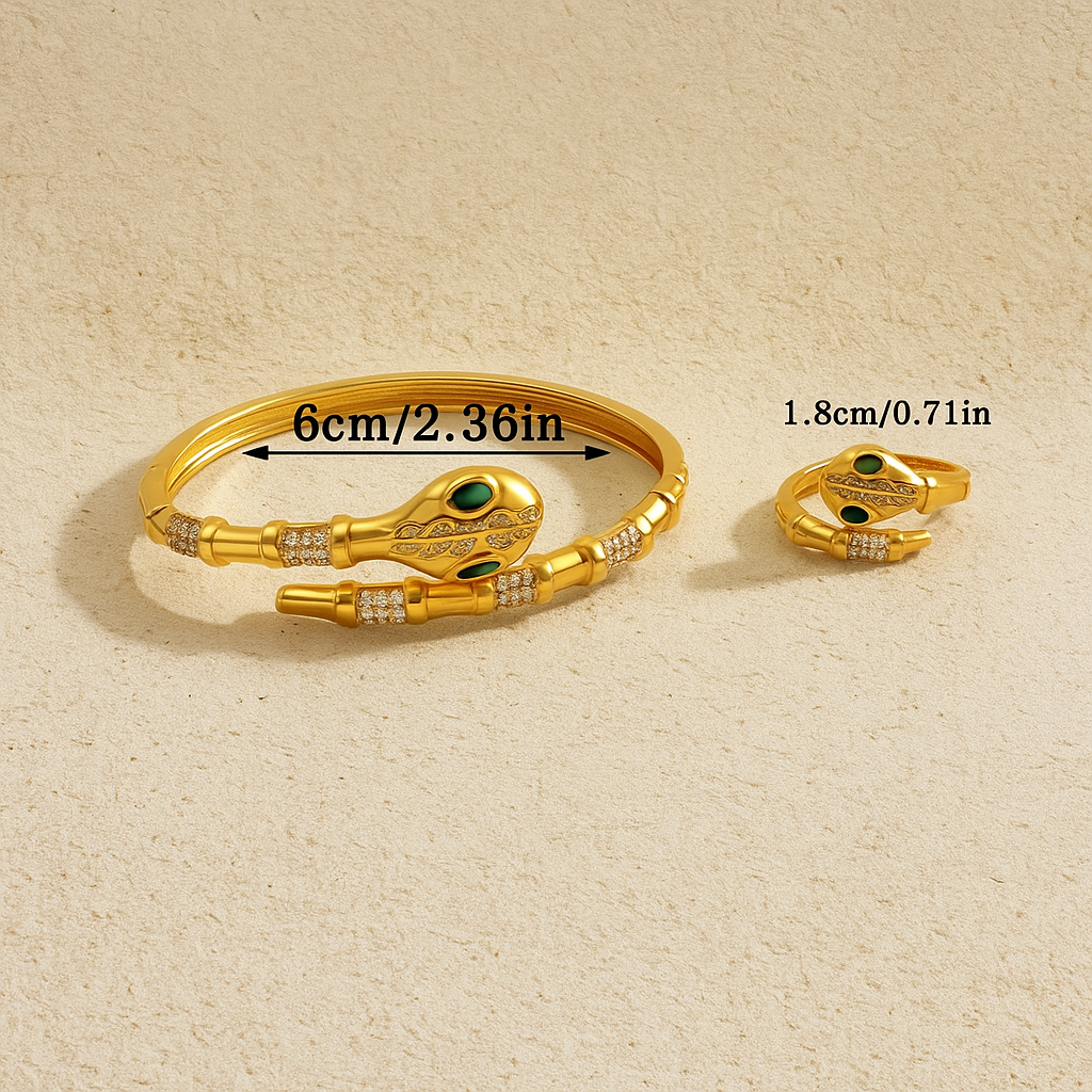Vintage Snake Cuff Bangle and Ring