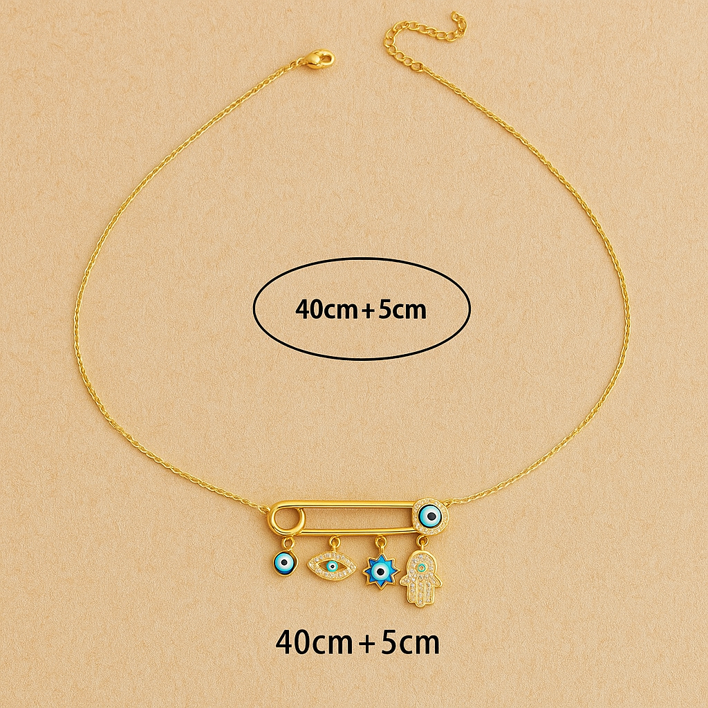 Hamsa Evil Eye Charms Necklace
