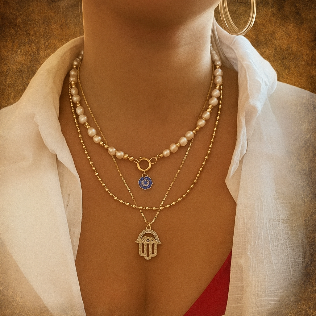 Evil Eye Charms Layered Necklace