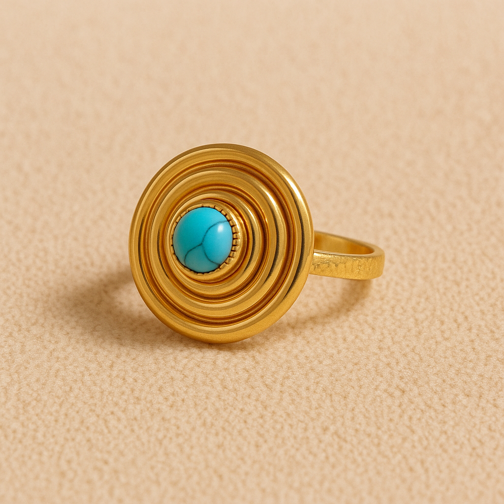 METALLIC STONE RING Copper