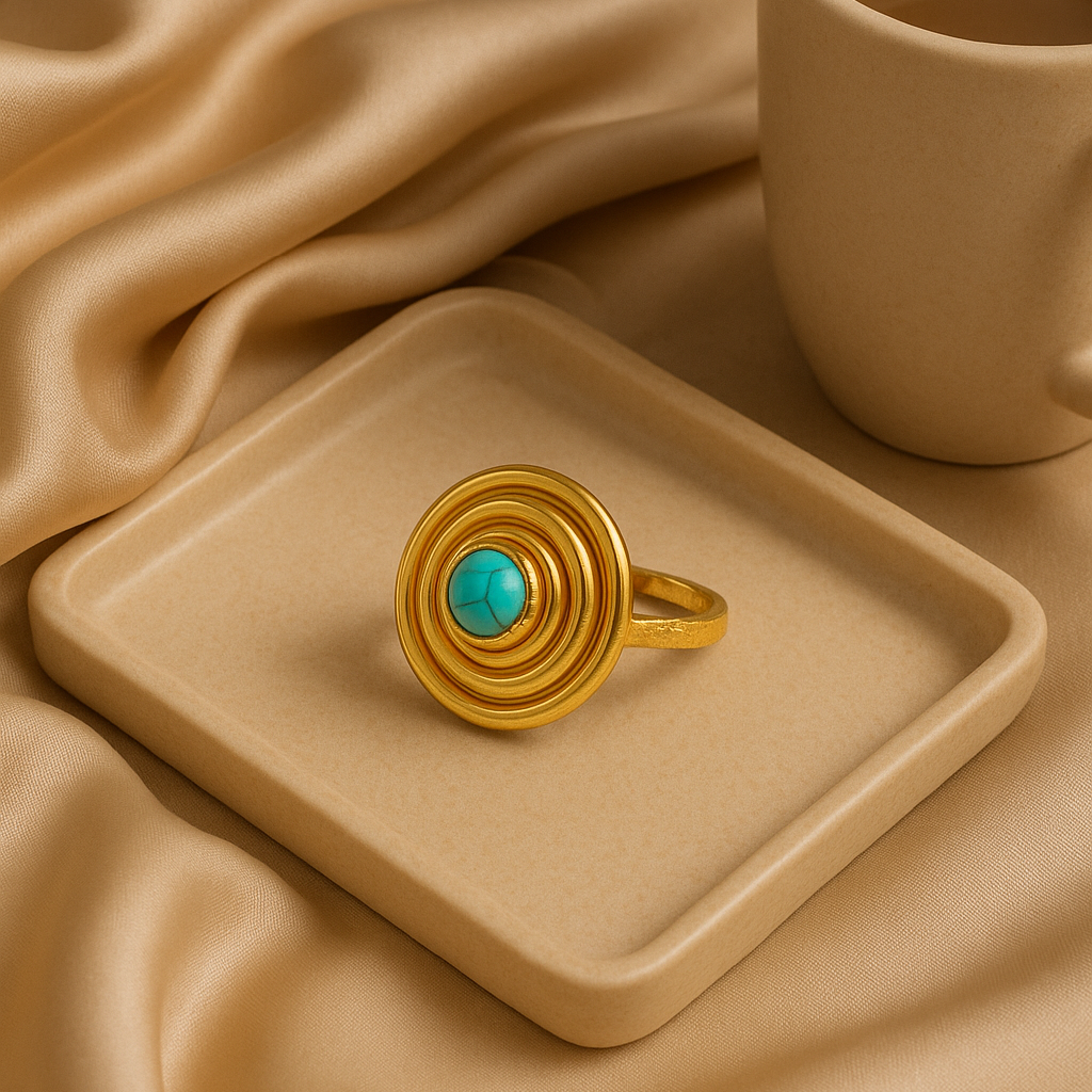 METALLIC STONE RING Copper