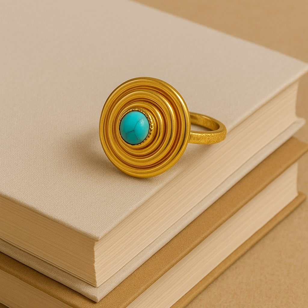 METALLIC STONE RING Copper