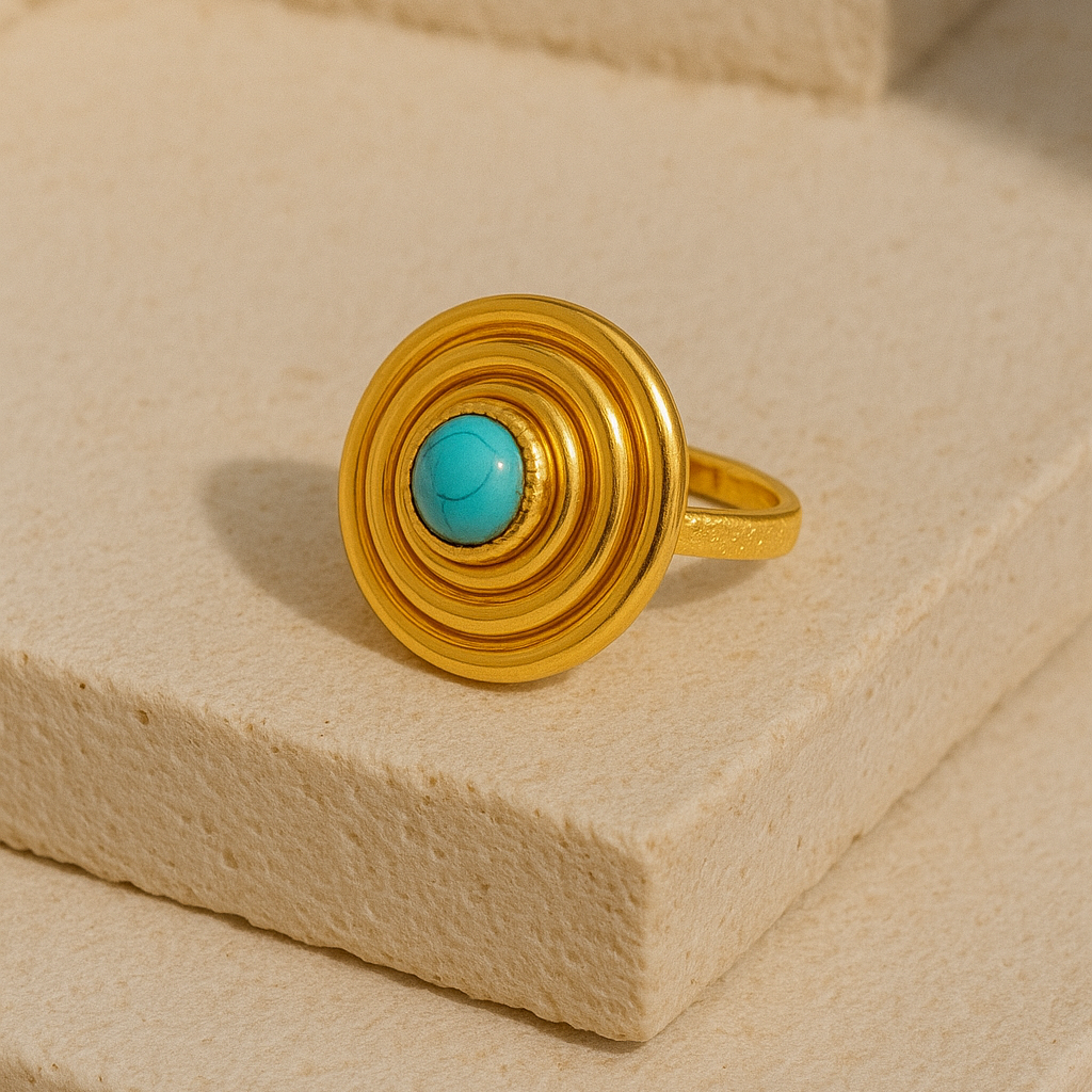 METALLIC STONE RING Copper