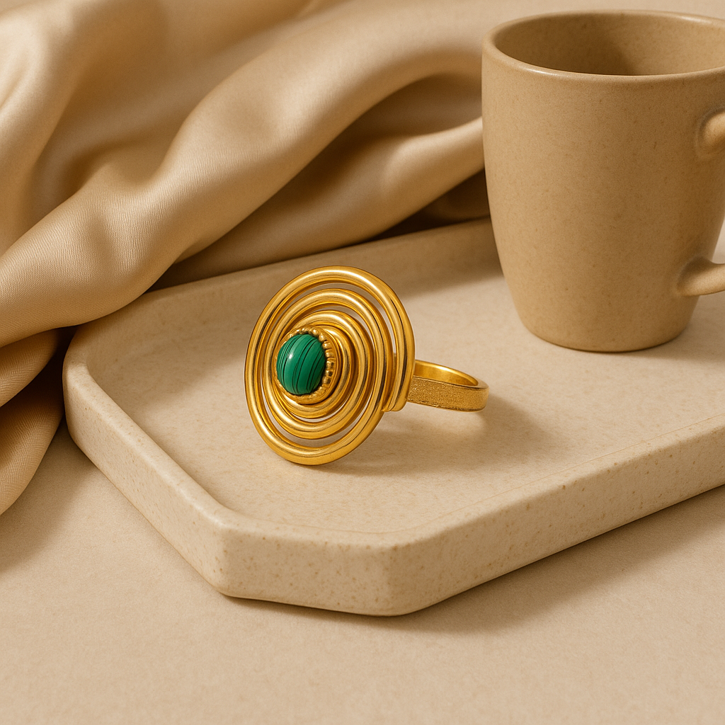 METALLIC STONE RING Copper