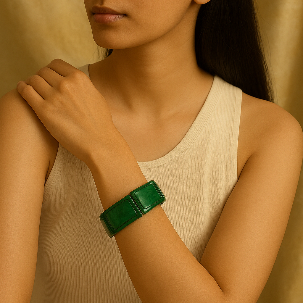 Boho Green Hexagonal Bangle