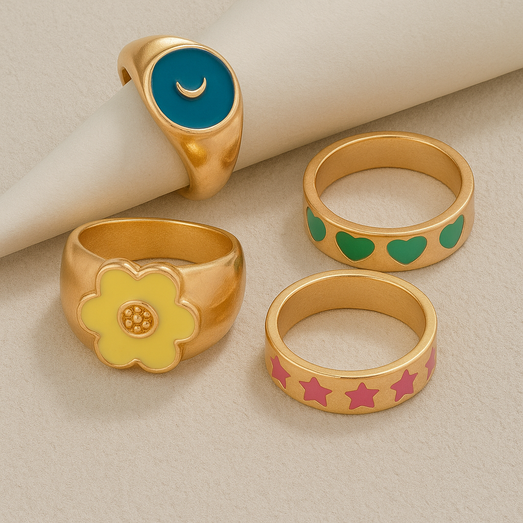 Gold plated Ring Set (Set of4)