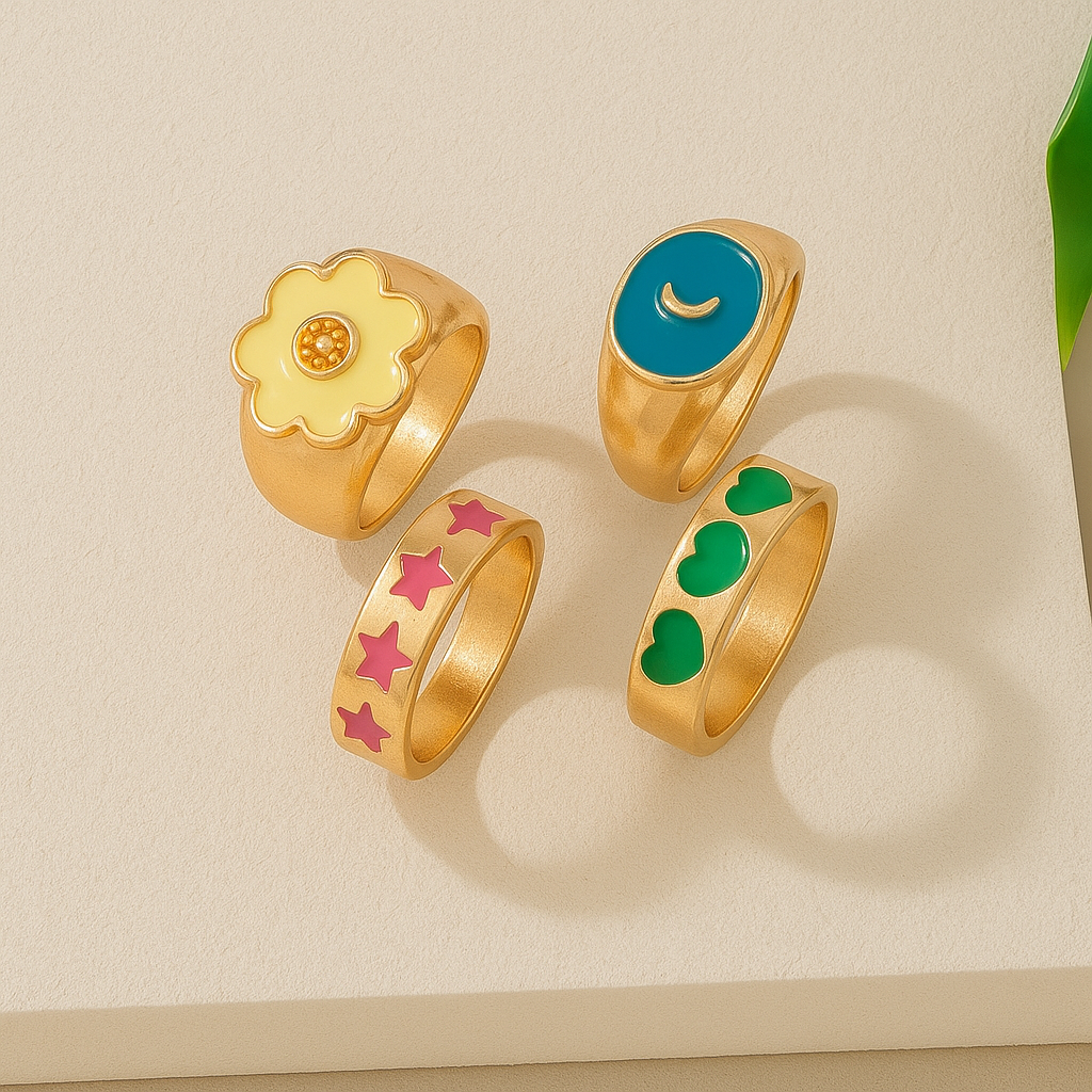 Gold plated Ring Set (Set of4)