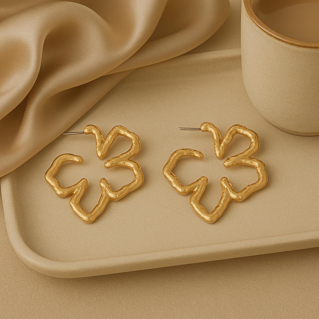 Flower Gold Hoops