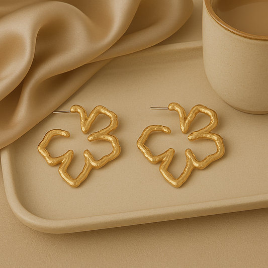 Flower Gold Hoops