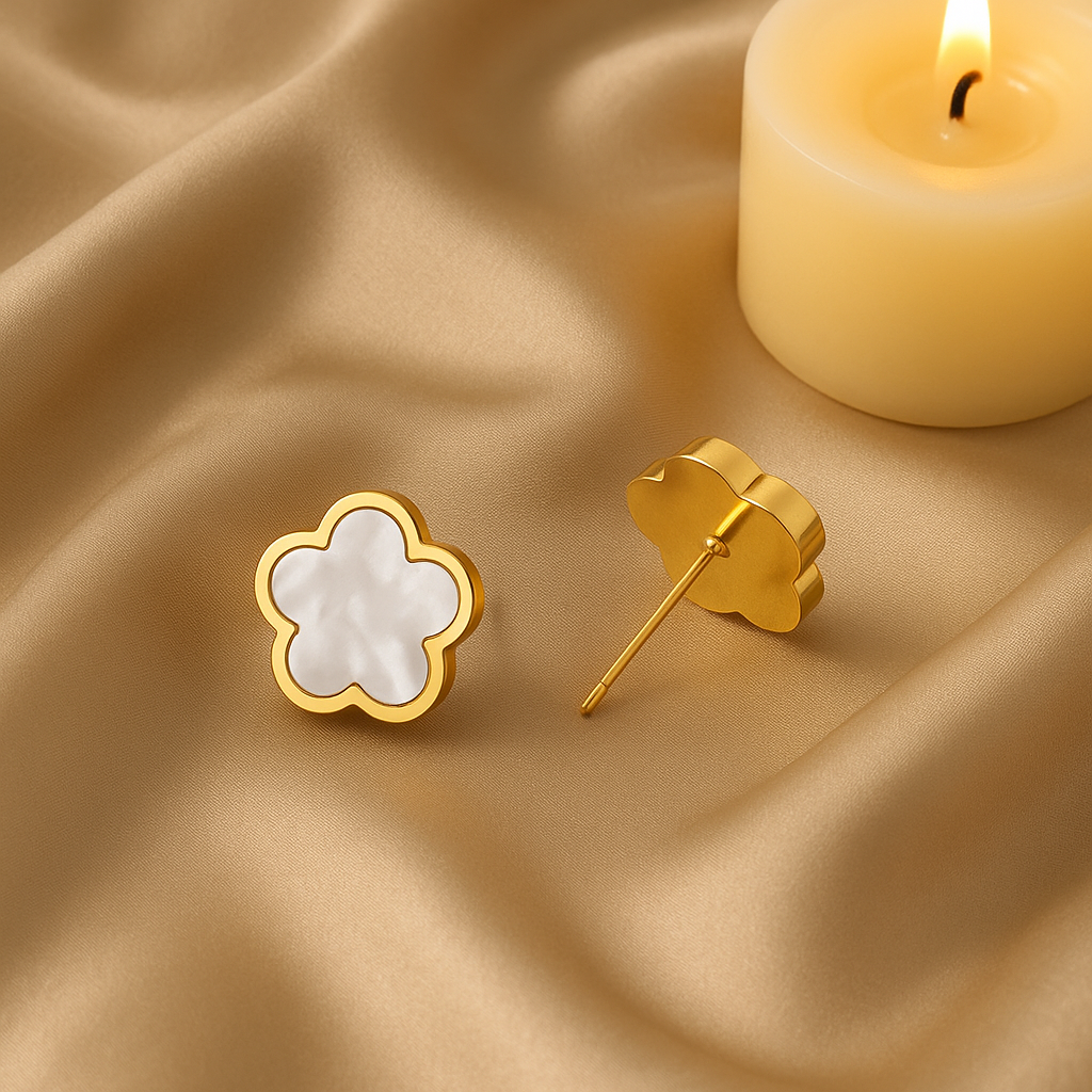 Clover White Studs