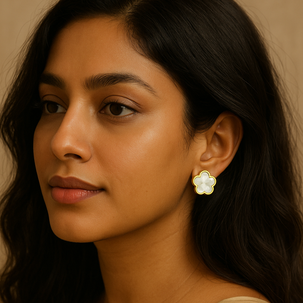 Clover White Studs