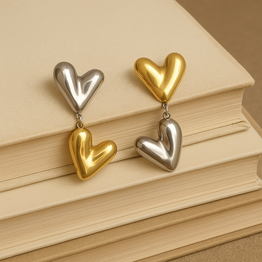 Metallic Heart Studs