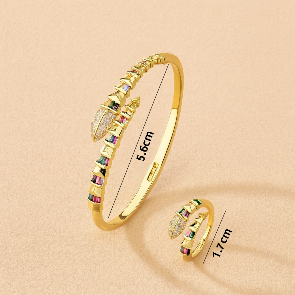 Colorful Serpent Bangle and Ring