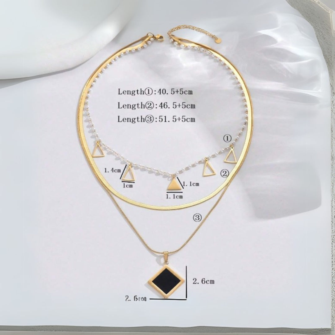 Minimalist Pearl and Charms Layered Necklace
