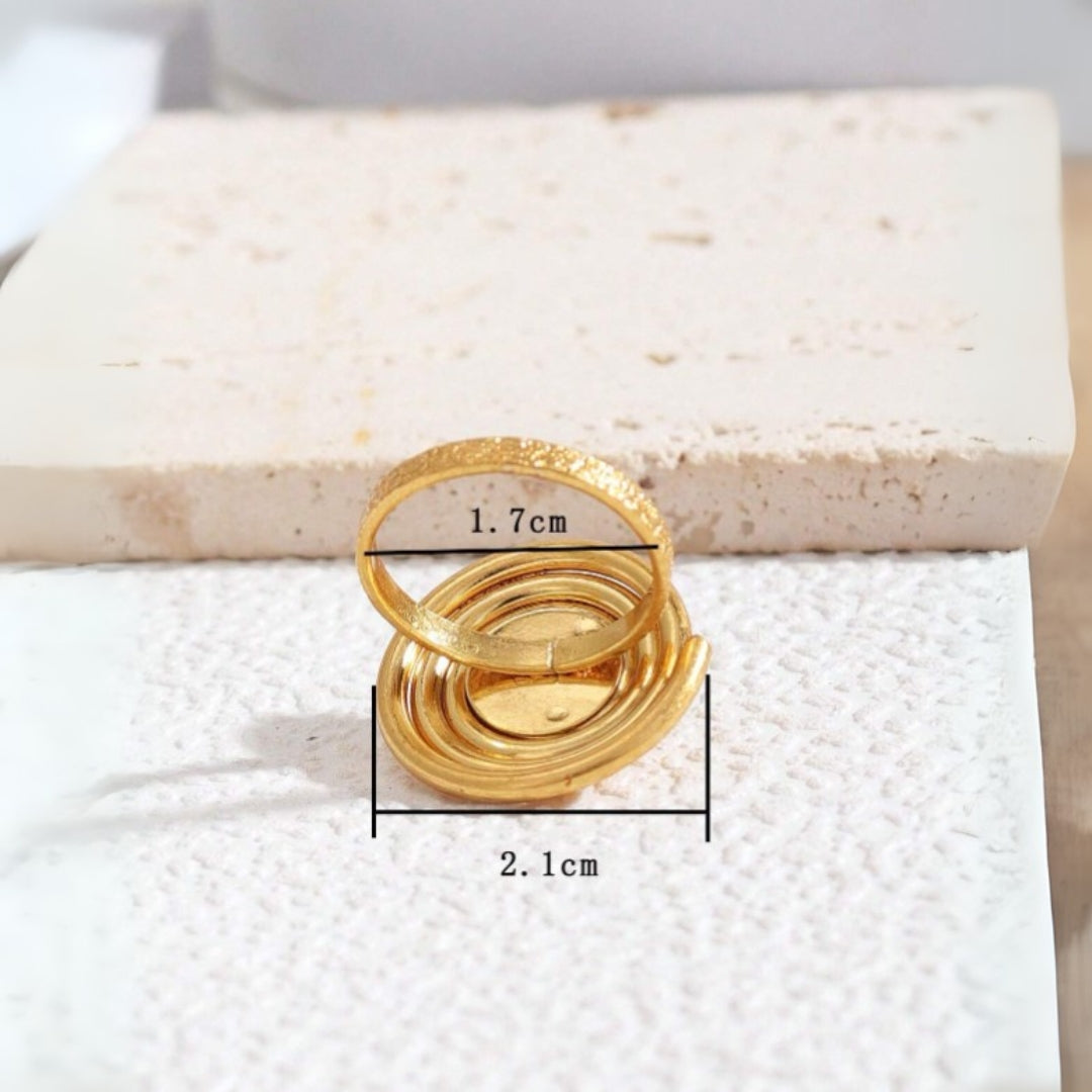 METALLIC STONE RING Copper