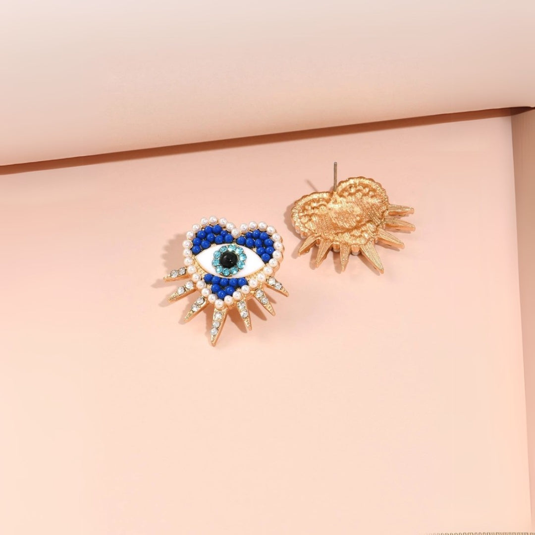 Heart Evil Eye Studs
