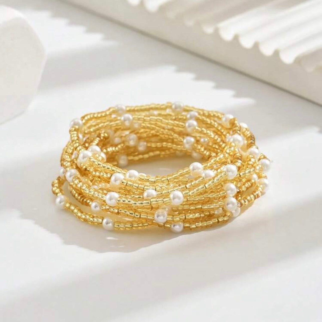 Beaded Pearl Bracelet Stack
