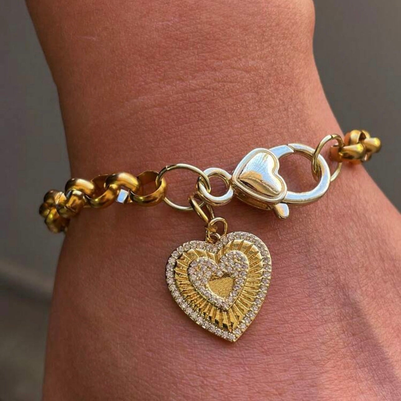Statement Heart Charms Bracelet