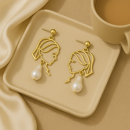 Abstract Pearl Earrings