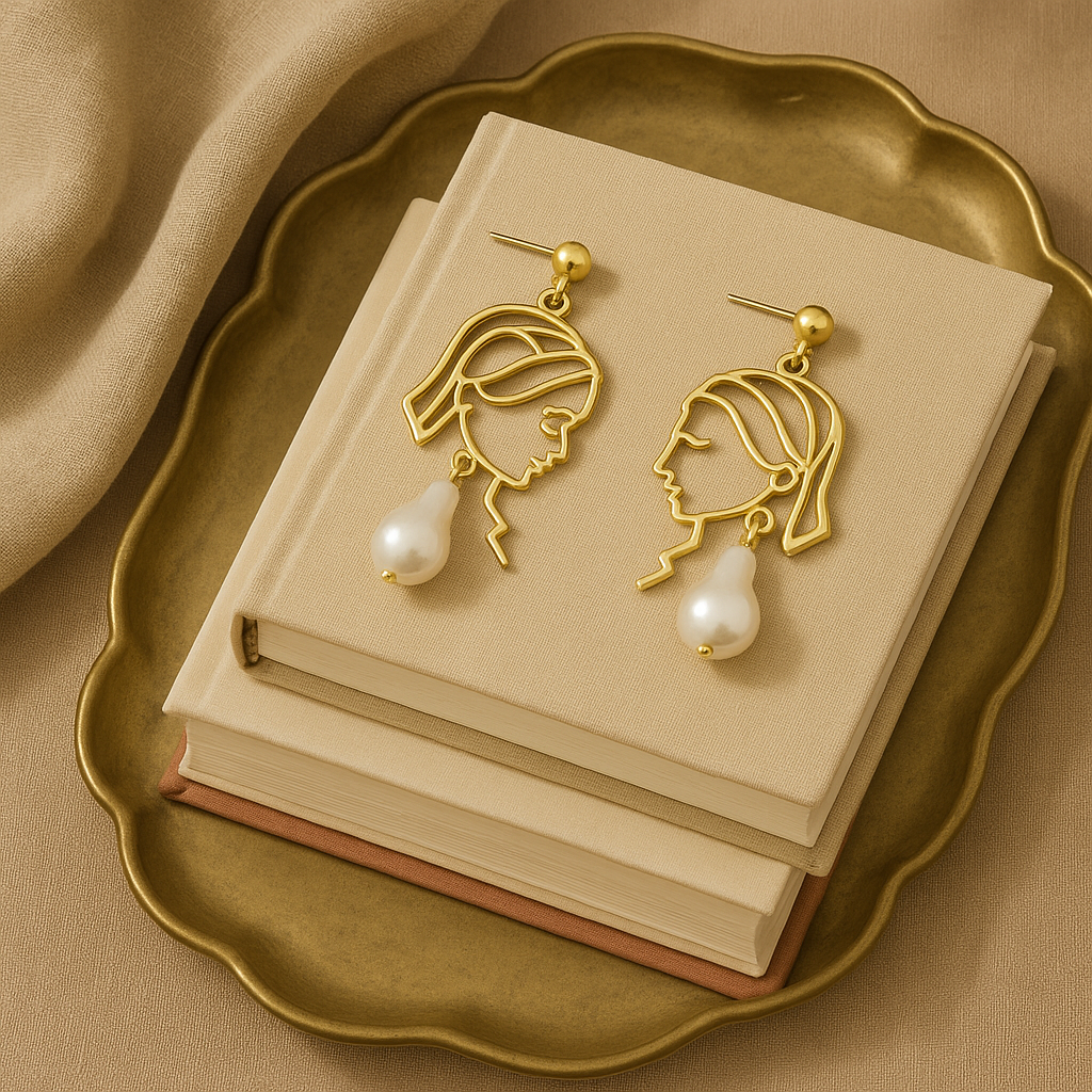 Abstract Pearl Earrings