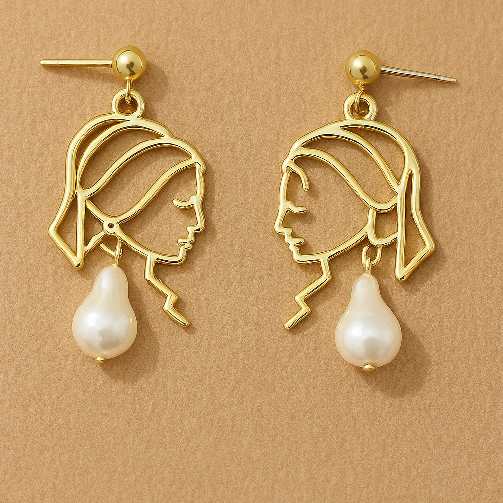 Abstract Pearl Earrings