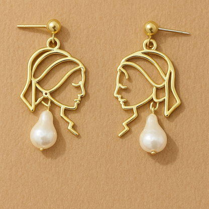 Abstract Pearl Earrings