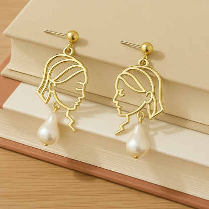 Abstract Pearl Earrings