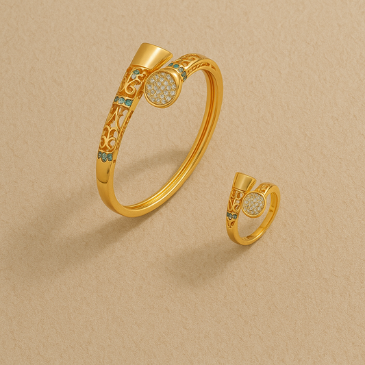 Avril Carved Bangle and Ring