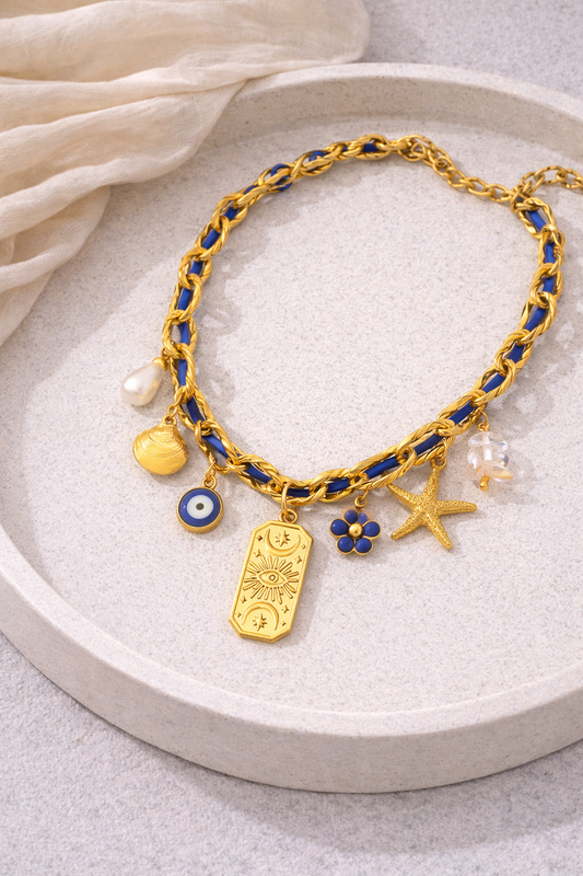Beach Evil Eye Charms Necklace