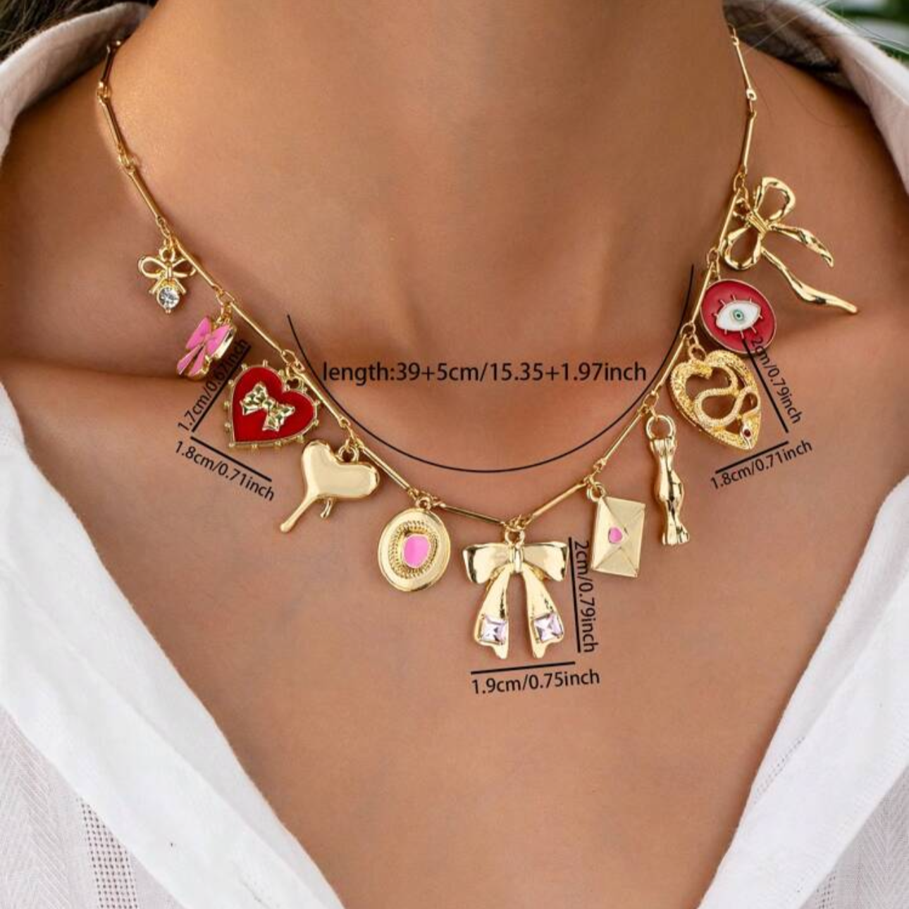 BOW CHARMS NECKLACE Zinc Alloy