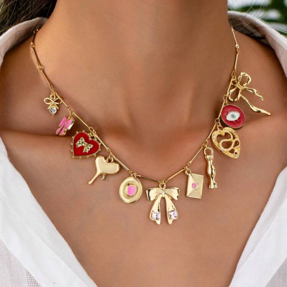 BOW CHARMS NECKLACE Zinc Alloy