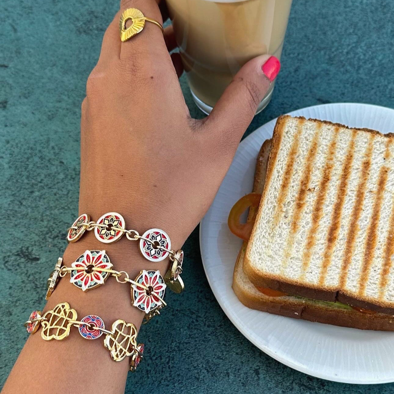Carved Charms Bracelet