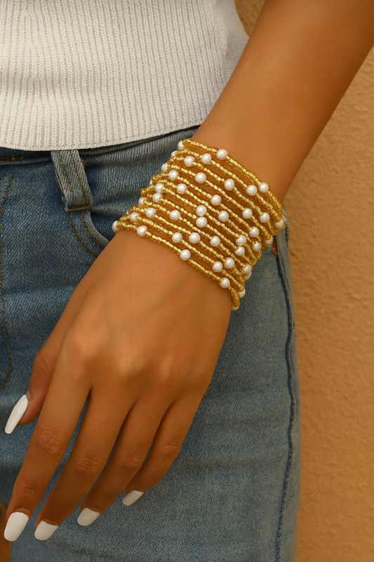 Beaded Pearl Bracelet Stack