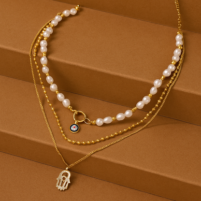 Evil Eye Charms Layered Necklace