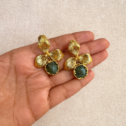 Crescent Gem Drop Earrings