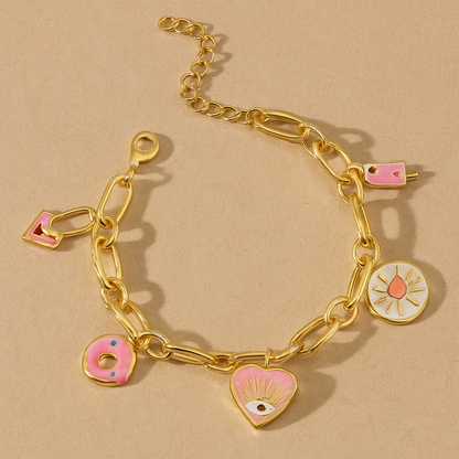 Evil Eye Heart Charms Bracelet