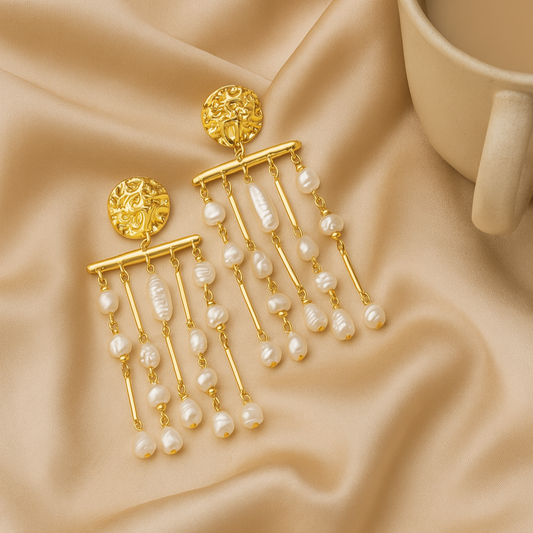 Tassel Pearl Drop Earrings