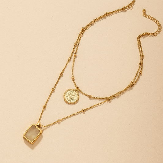 Geometric Charms Layered Necklace